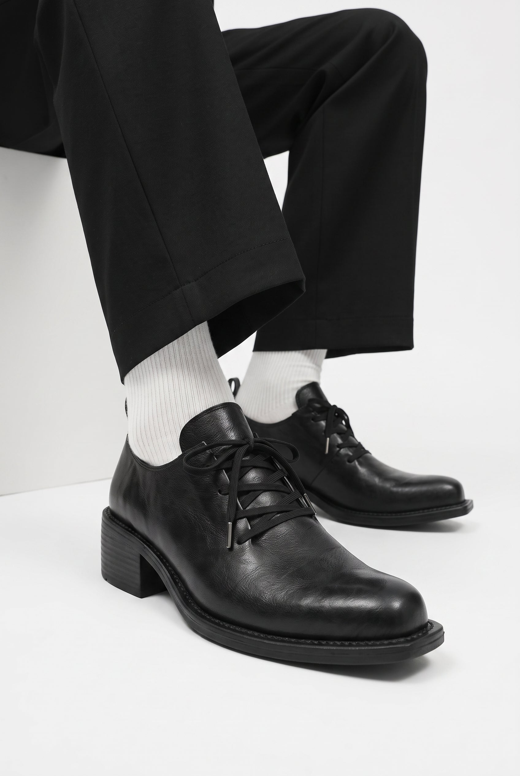 Facette | Men's Leather Derby Shoes Pointed-Toe Lace-Up Dress Shoes