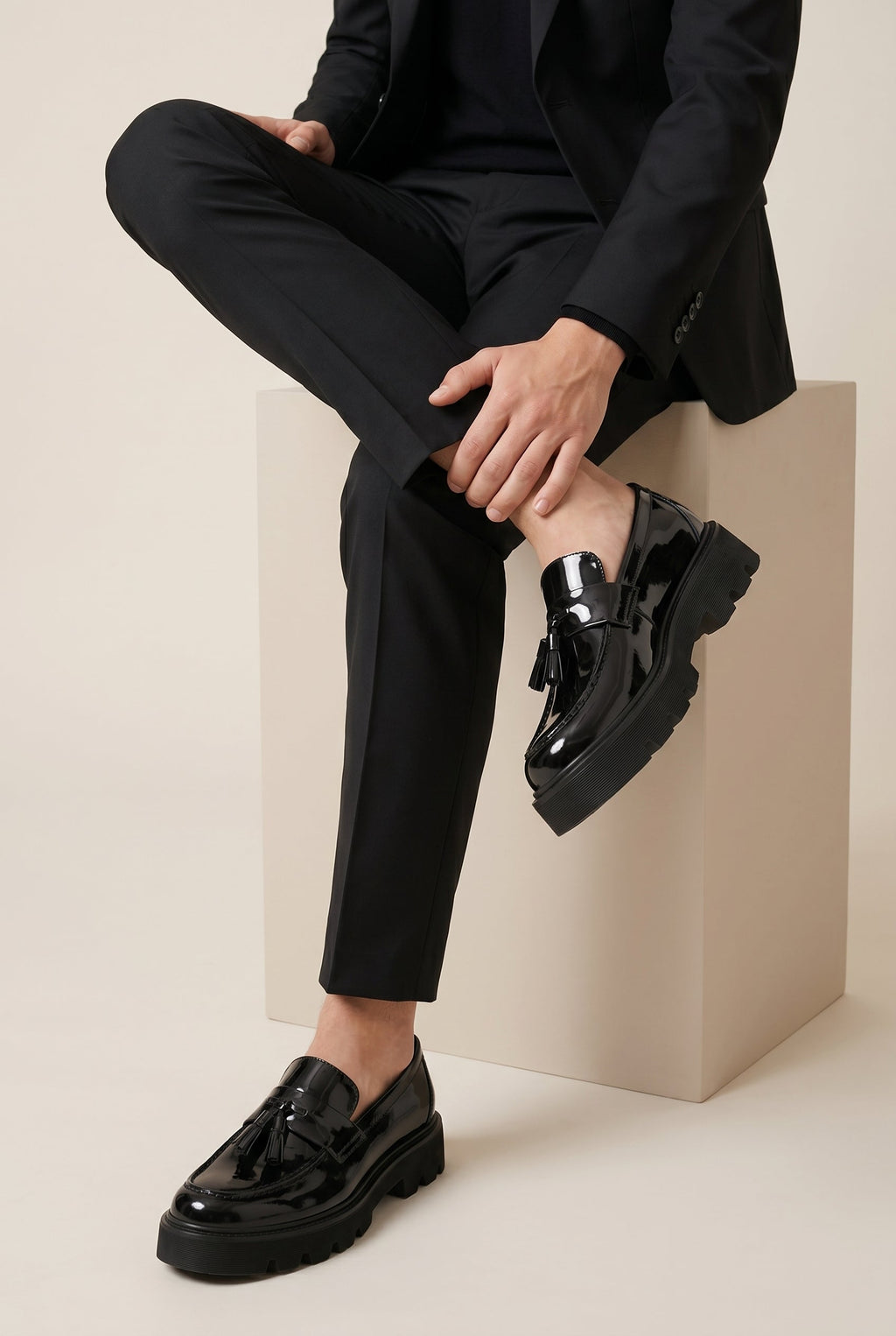 Bastion | Men's Tassel Loafers Slip-On Platform Dress Shoes Business Casual