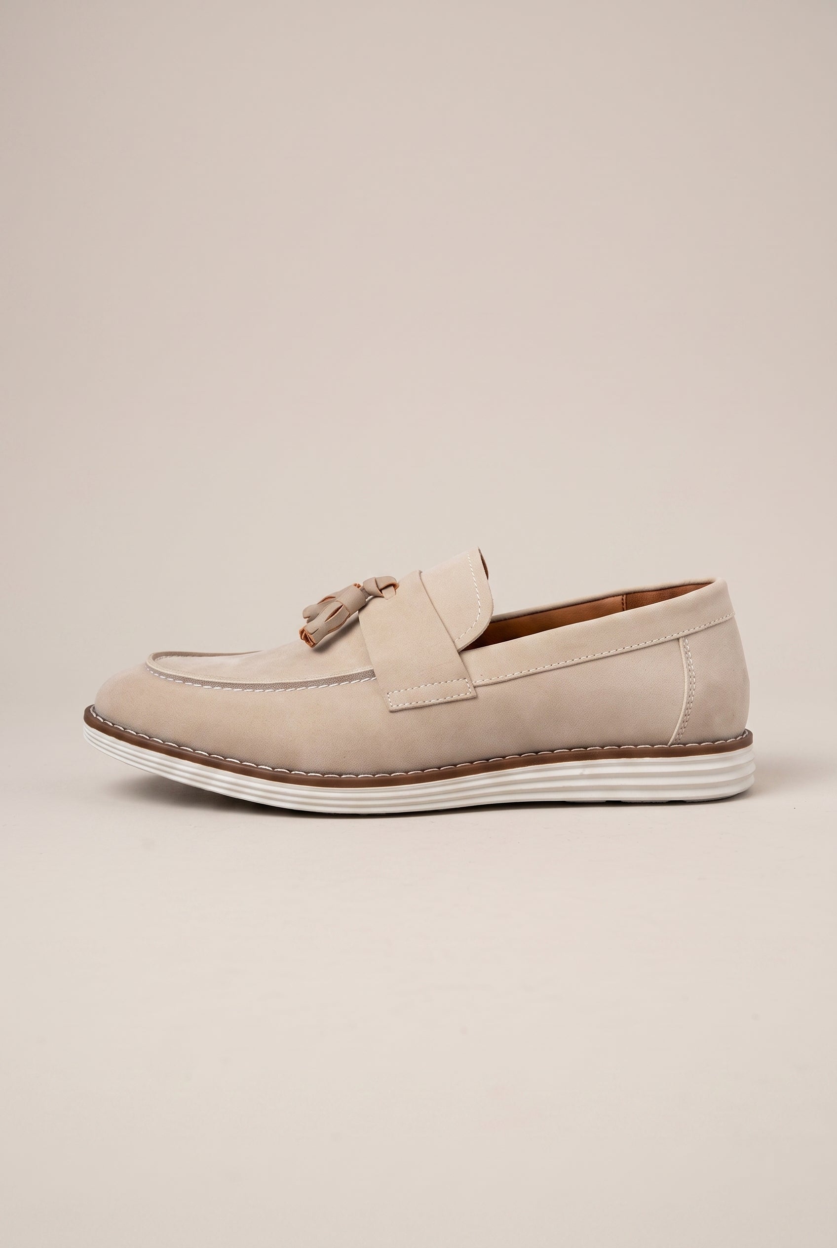 Apollo | Men's Suede Slip-On Loafers Tassel Round-Toe Business Casual Dress Shoes