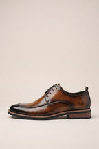 Bastion | Men's Leather Lace-Up Shoes Fur Lined Round Toe Warm Dress Shoes