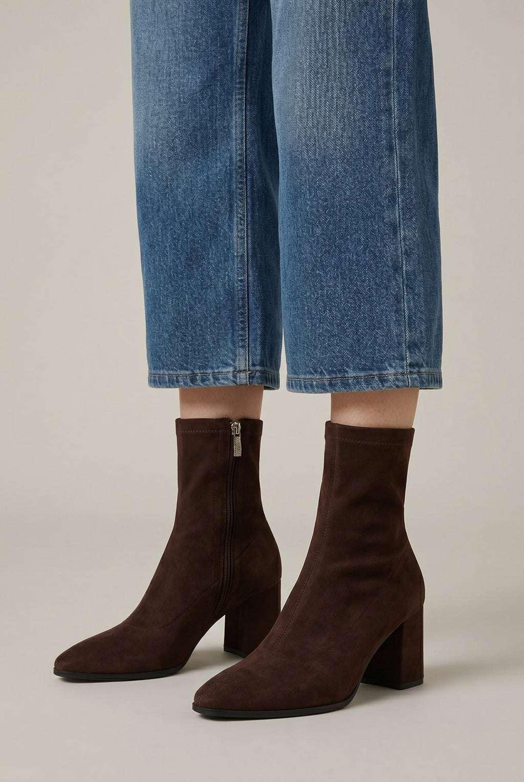 Ondine | Women's Skinny High Heel Boots – Elastic Stretch Fabric Side Zipper Fur-Lined Ankle Boots