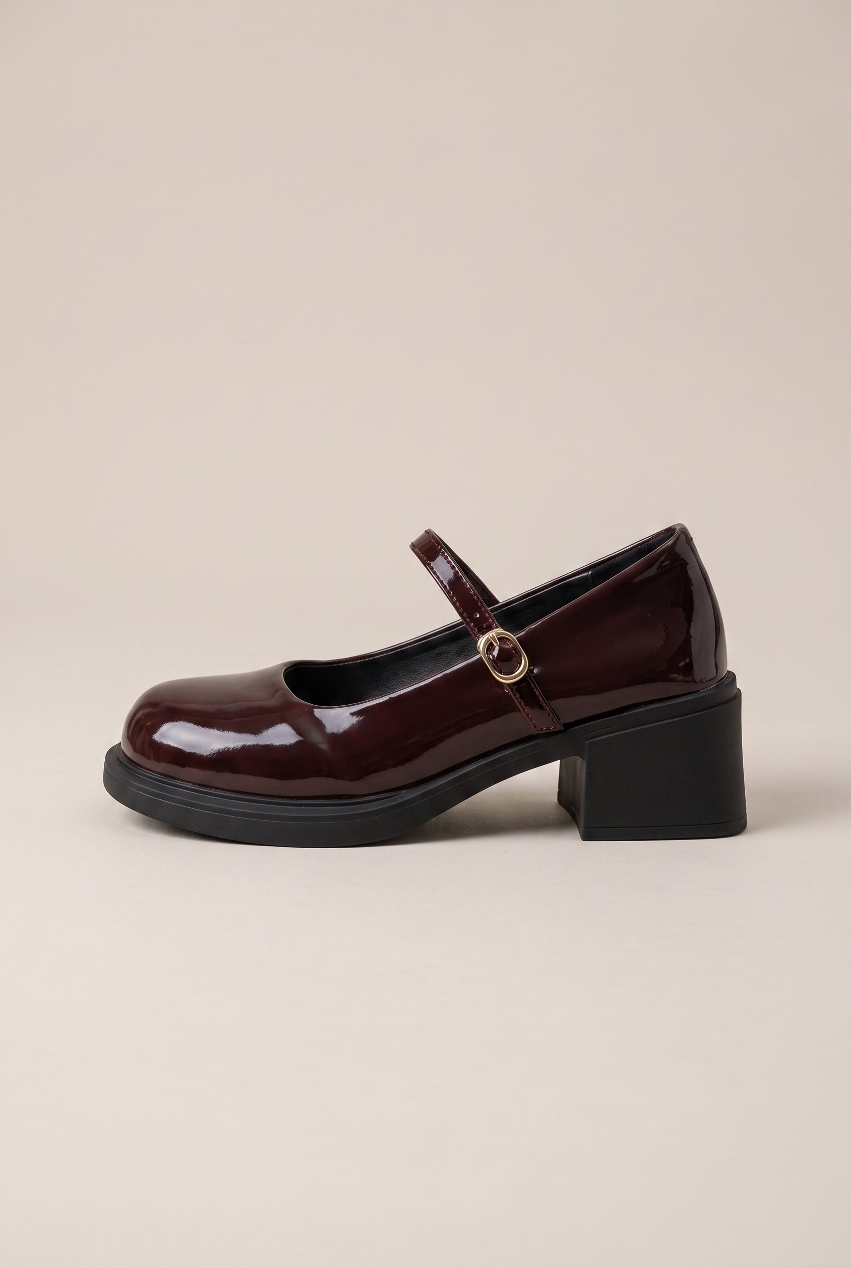 Ondine | Retro Mary Jane Shoes Wine Glass Heel Slip-On Glossy British Flats