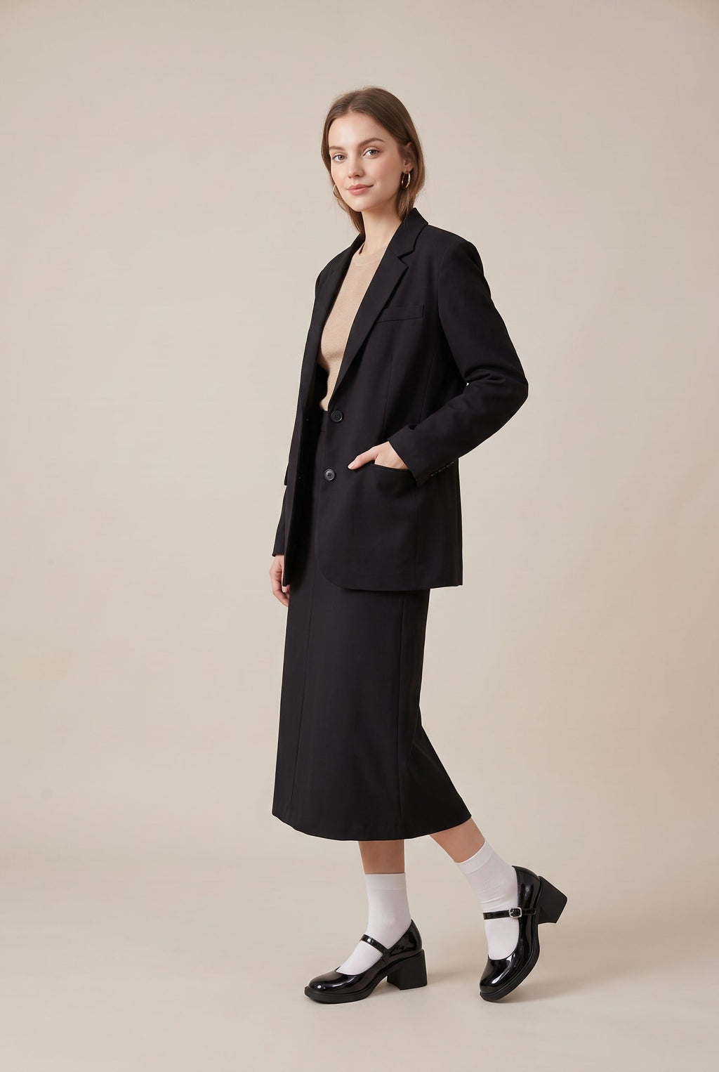 Ondine | Retro Mary Jane Shoes Wine Glass Heel Slip-On Glossy British Flats