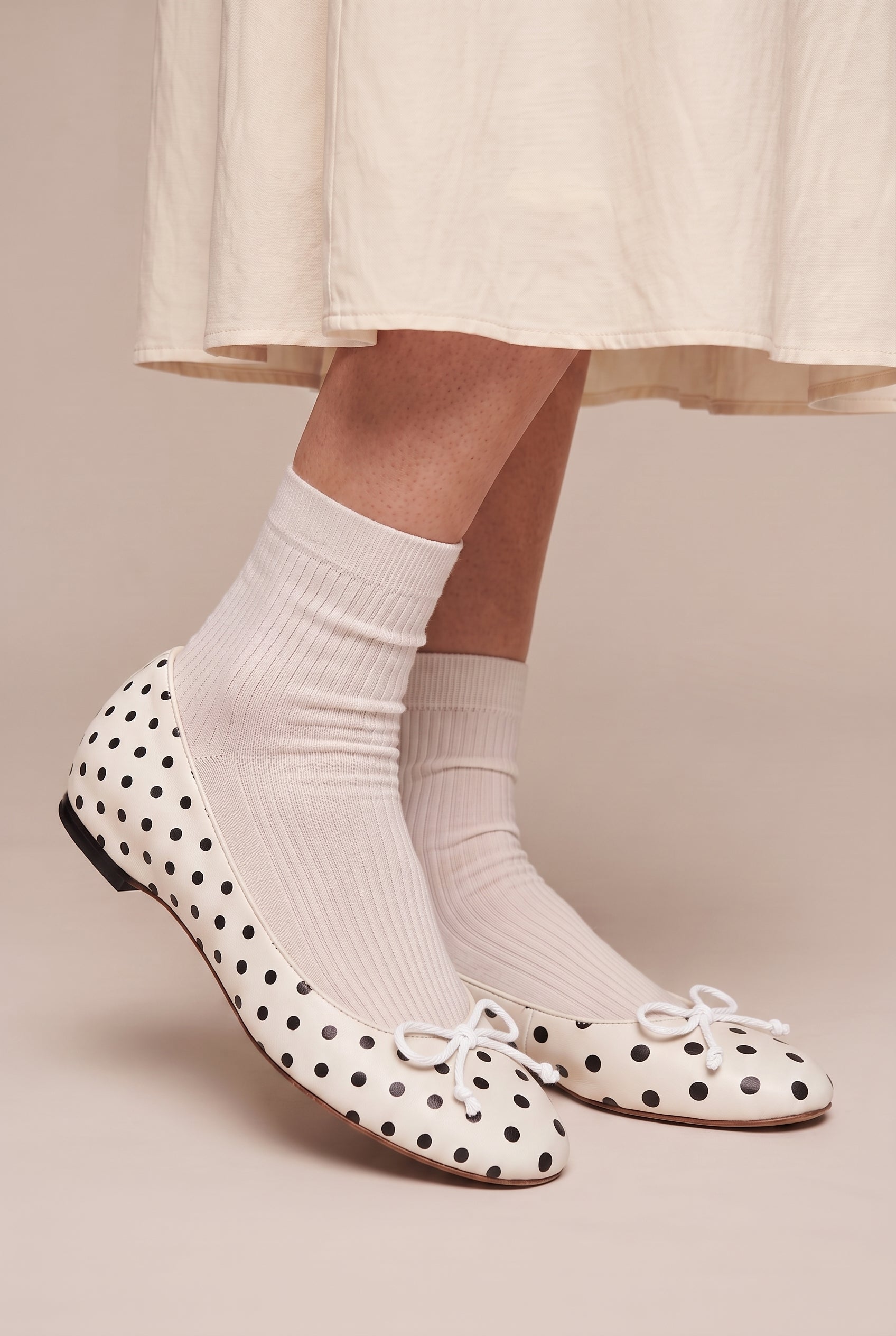 Seraphine | Polka Dot Bow Mary Jane Ballet Flats Round-Toe Ankle-Strap Retro Shoes