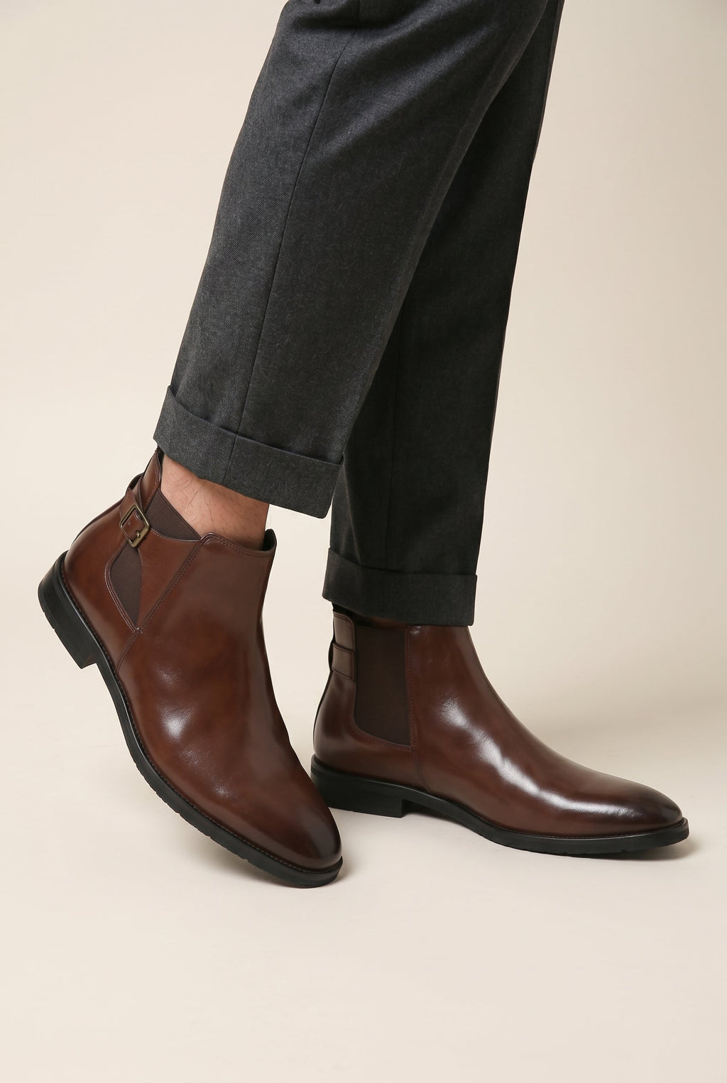 Facette | Men's Formal Casual Leather Boots Buckle Pointed Toe British Style Boots