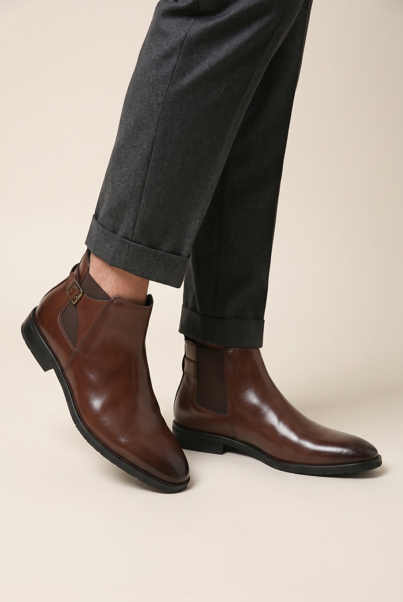 Facette | Men's Formal Casual Leather Boots Buckle Pointed Toe British Style Boots