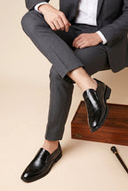 Facette | Men's Genuine Leather Business Shoes Pointed Toe Brogue Dress Shoes