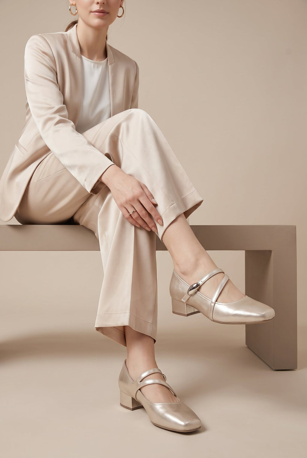 Margaux | French Style Low Heel Mary Jane Shoes Square-Toe Velcro Strap Flats