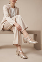 Margaux | French Style Low Heel Mary Jane Shoes Square-Toe Velcro Strap Flats