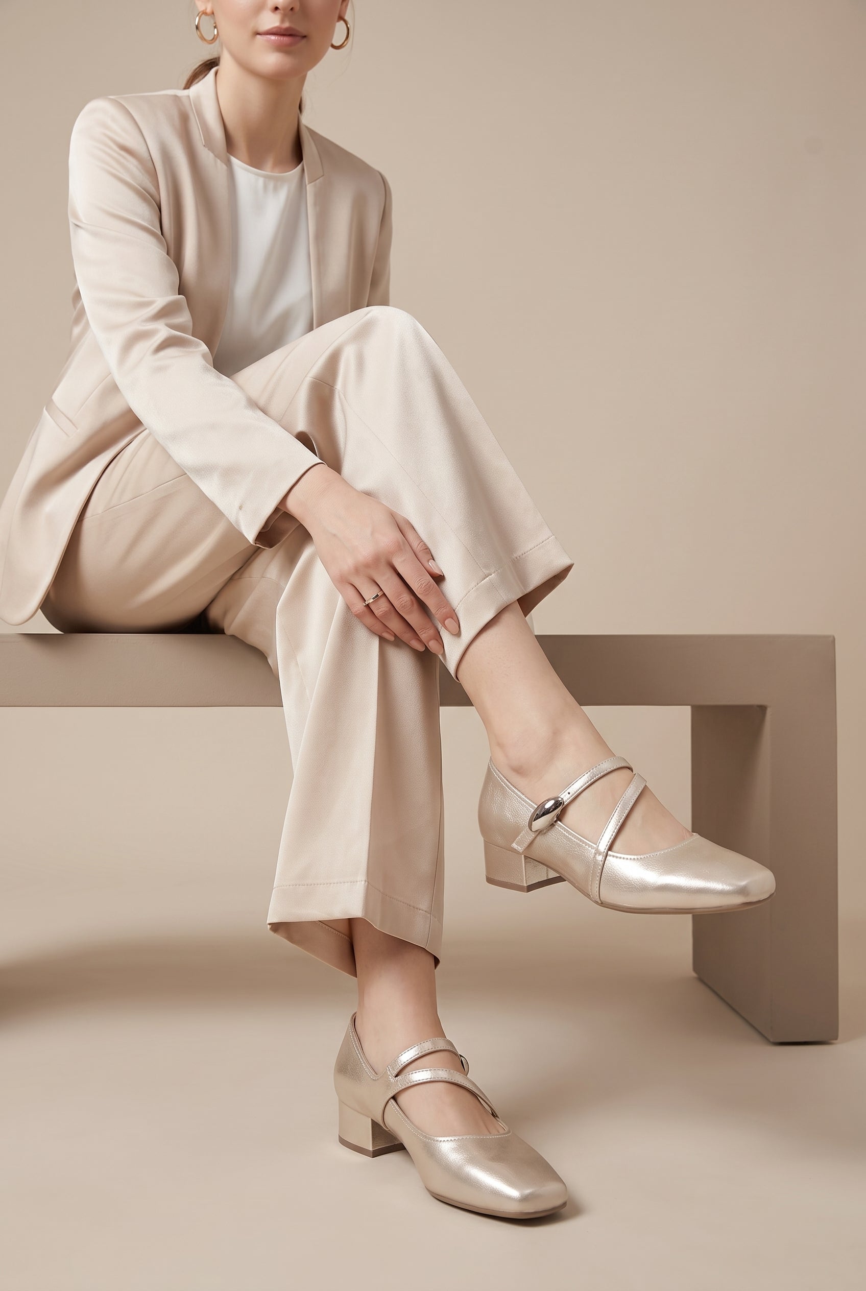 Margaux | French Style Low Heel Mary Jane Shoes Square-Toe Velcro Strap Flats