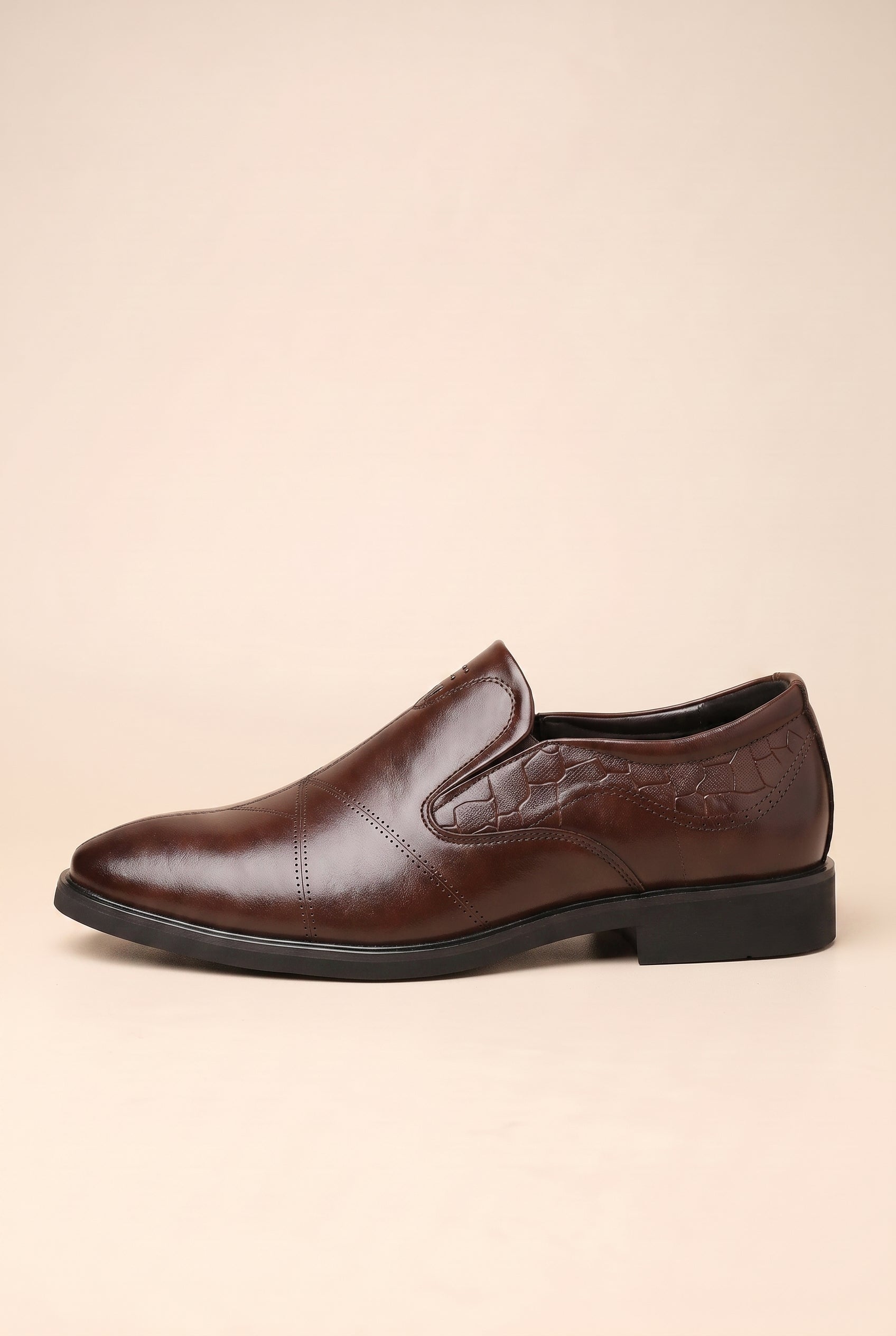 Facette | Men's Genuine Leather Business Shoes Pointed Toe Brogue Dress Shoes