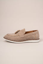 Apollo | Men's Suede Slip-On Loafers Tassel Round-Toe Business Casual Dress Shoes