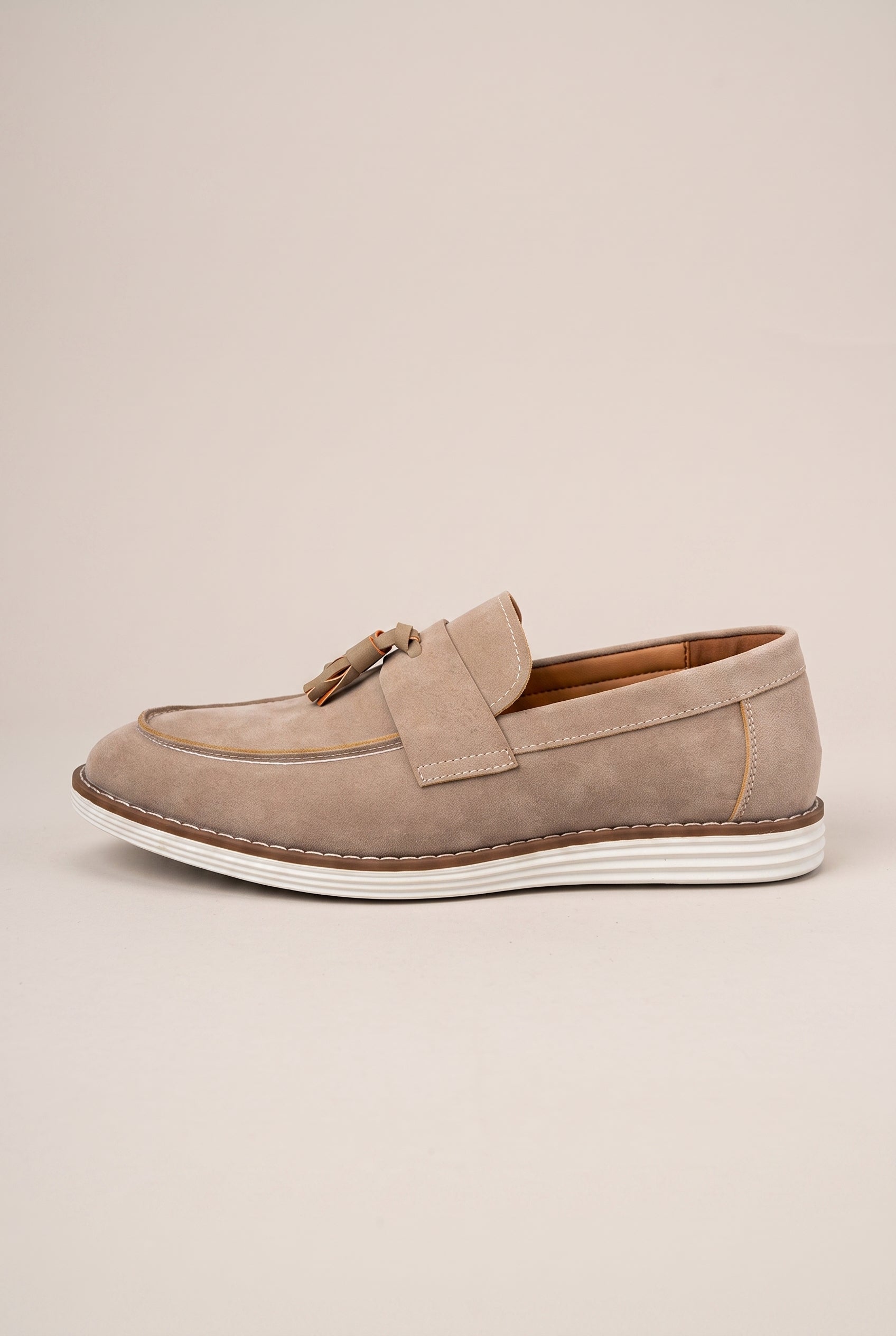 Apollo | Men's Suede Slip-On Loafers Tassel Round-Toe Business Casual Dress Shoes