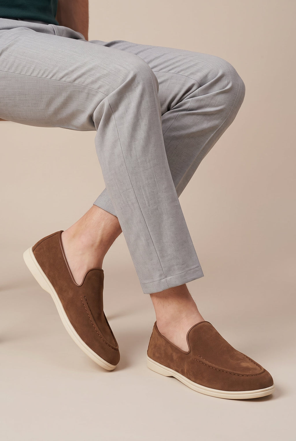Repere | Men's Casual Slip-On Leather Shoes Round-Toe Lightweight Breathable Loafers