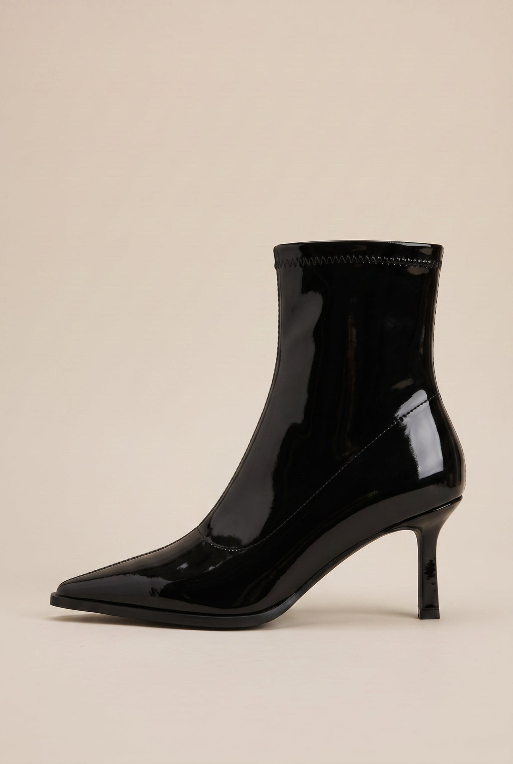 Nacre | Women's Patent Leather Pointed-Toe Stiletto Ankle Boots Back-Zip Heeled Booties