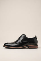 Bastion | Men's Leather Lace-Up Shoes Fur Lined Round Toe Warm Dress Shoes
