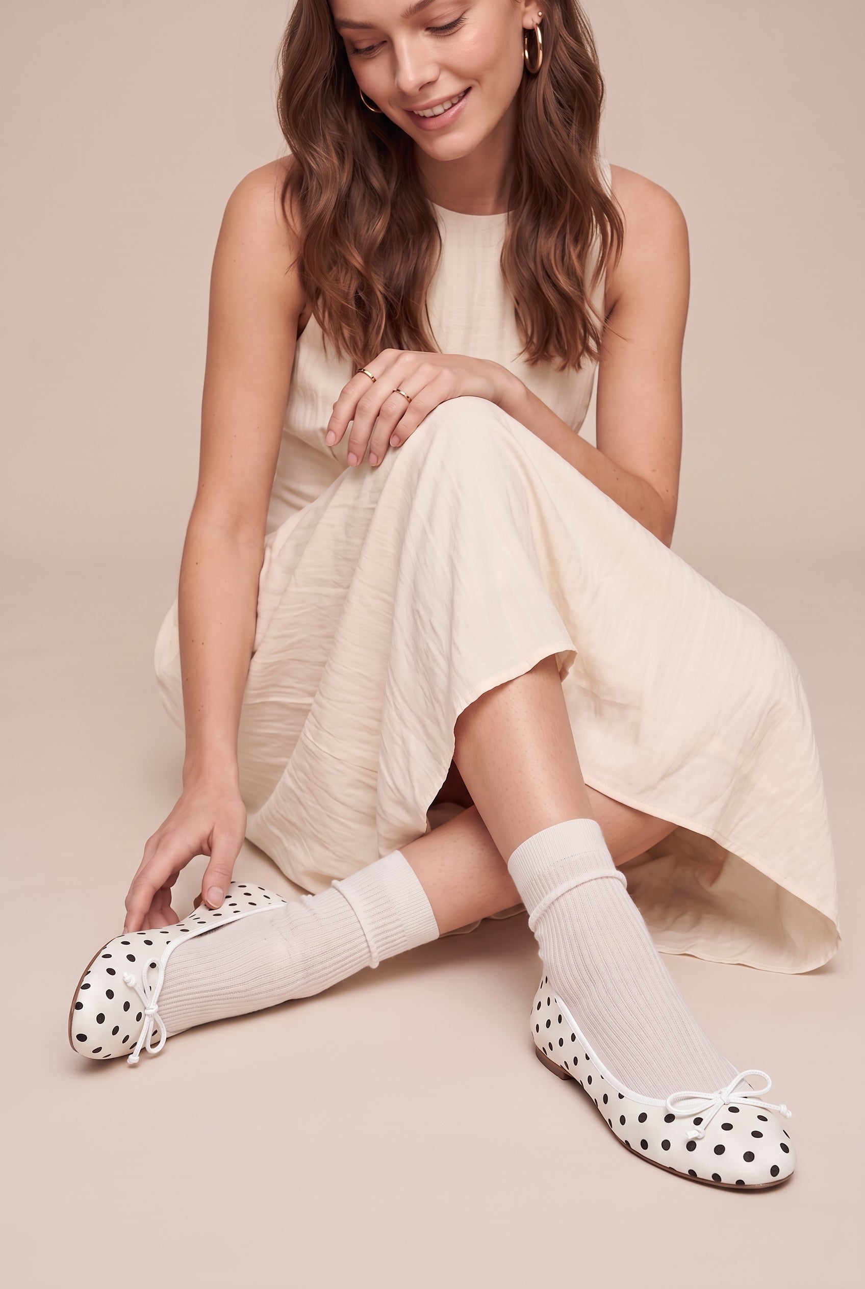 Seraphine | Polka Dot Bow Mary Jane Ballet Flats Round-Toe Ankle-Strap Retro Shoes