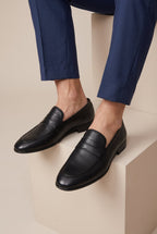 Repere | Men's Leather Slip-On Shoes Perforated Breathable Round-Toe Casual Loafers