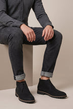 Facette | Pointed Toe Lace-Up Martin Boots Men's Low Heel Chelsea Ankle Boots