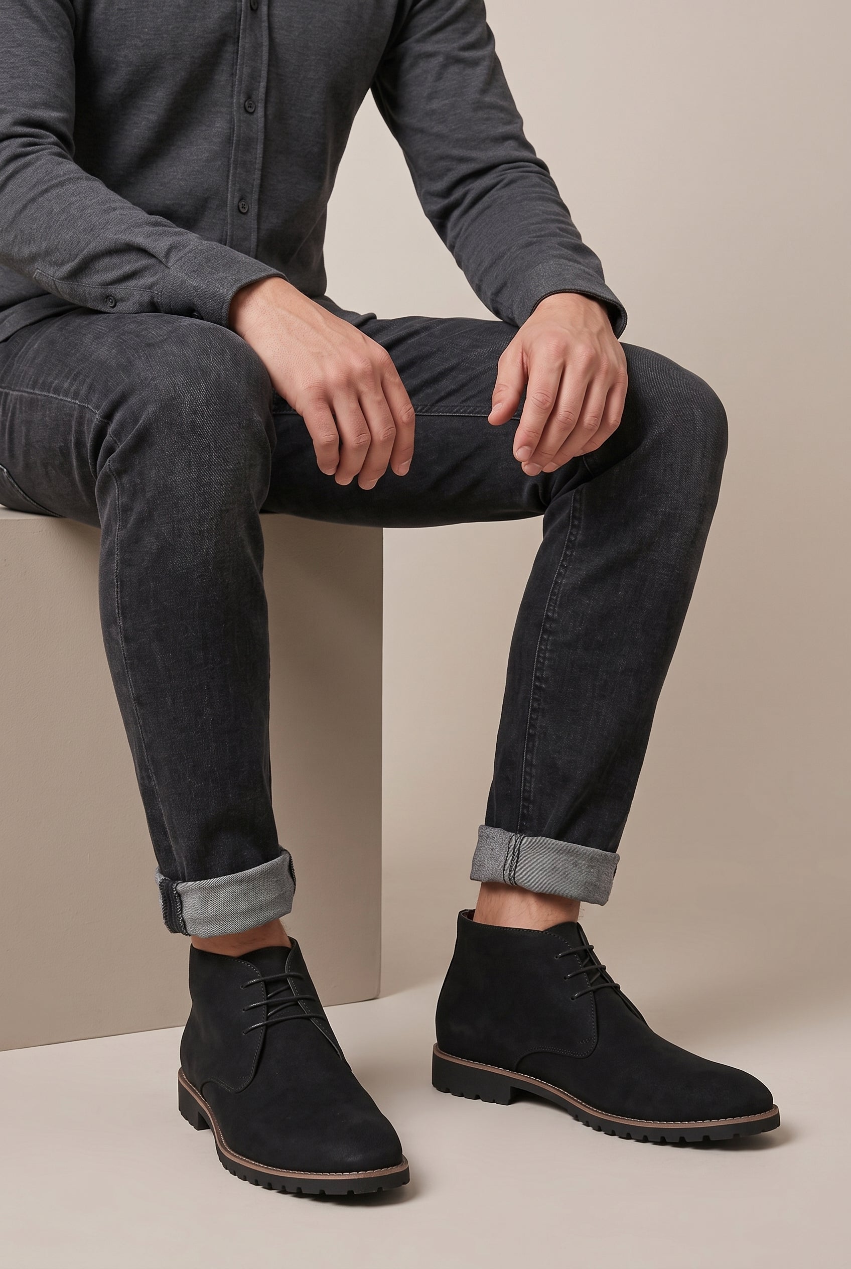 Facette | Pointed Toe Lace-Up Martin Boots Men's Low Heel Chelsea Ankle Boots