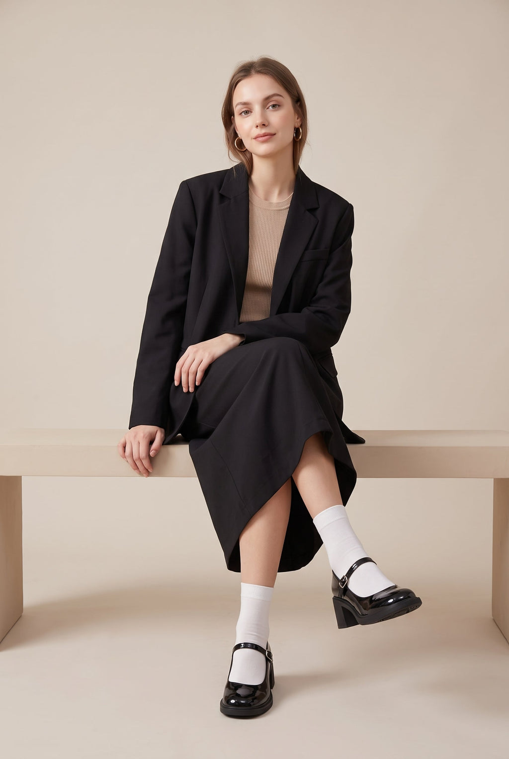 Ondine | Retro Mary Jane Shoes Wine Glass Heel Slip-On Glossy British Flats