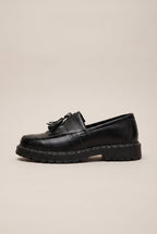 Repere | Men's Leather Tassel Loafers Slip-On Wedge Round-Toe British Casual Shoes