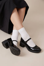 Ondine | Retro Mary Jane Shoes Wine Glass Heel Slip-On Glossy British Flats