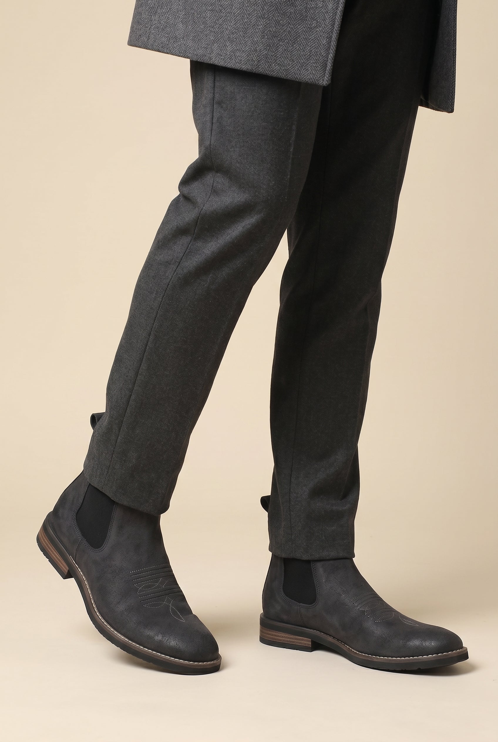 Bastion | Men's Chelsea Mid-Calf Boots Slip-On Leather British Style Boots