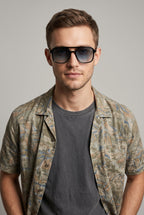 Noir | Square Polarized Sunglasses Retro Double Bridge UV400 TAC Lens