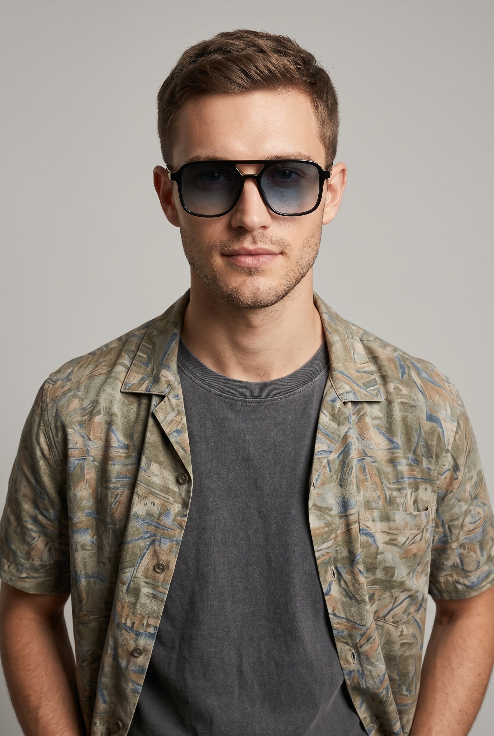 Noir | Square Polarized Sunglasses Retro Double Bridge UV400 TAC Lens
