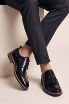 Bastion | Men's Leather Lace-Up Shoes Fur Lined Round Toe Warm Dress Shoes