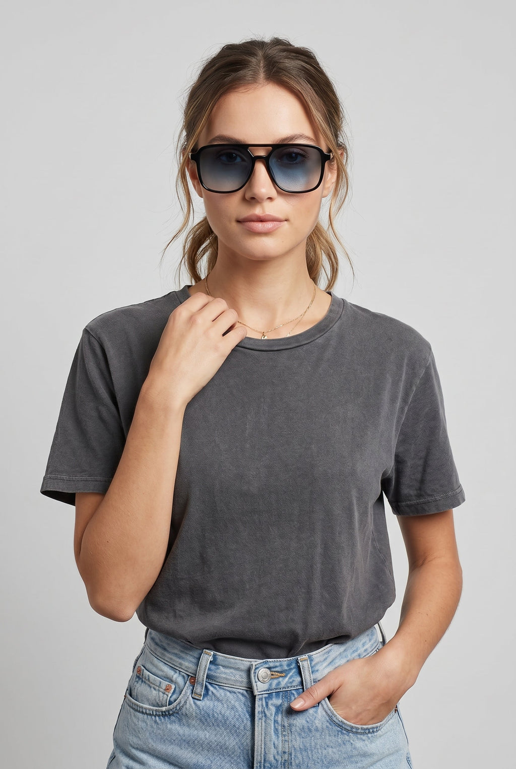 Noir | Square Polarized Sunglasses Retro Double Bridge UV400 TAC Lens