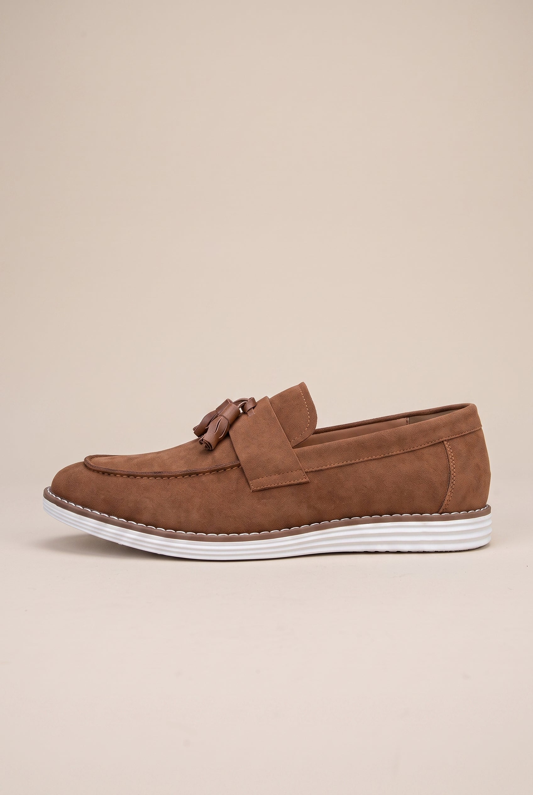 Apollo | Men's Suede Slip-On Loafers Tassel Round-Toe Business Casual Dress Shoes