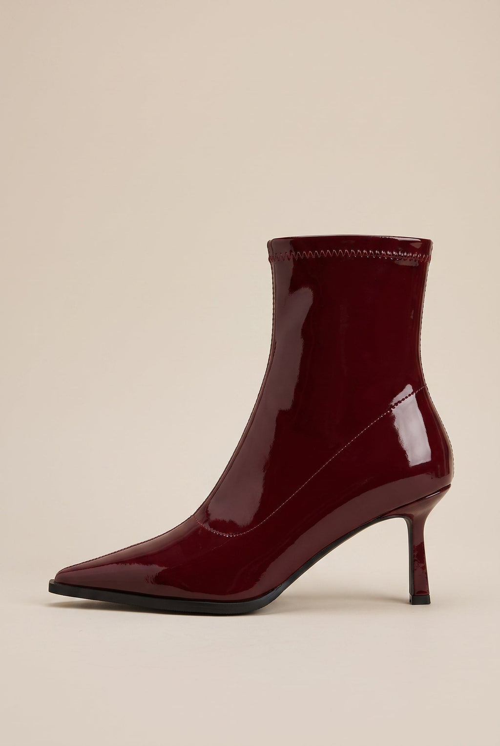 Nacre | Women's Patent Leather Pointed-Toe Stiletto Ankle Boots Back-Zip Heeled Booties