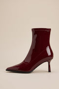 Nacre | Women's Patent Leather Pointed-Toe Stiletto Ankle Boots Back-Zip Heeled Booties