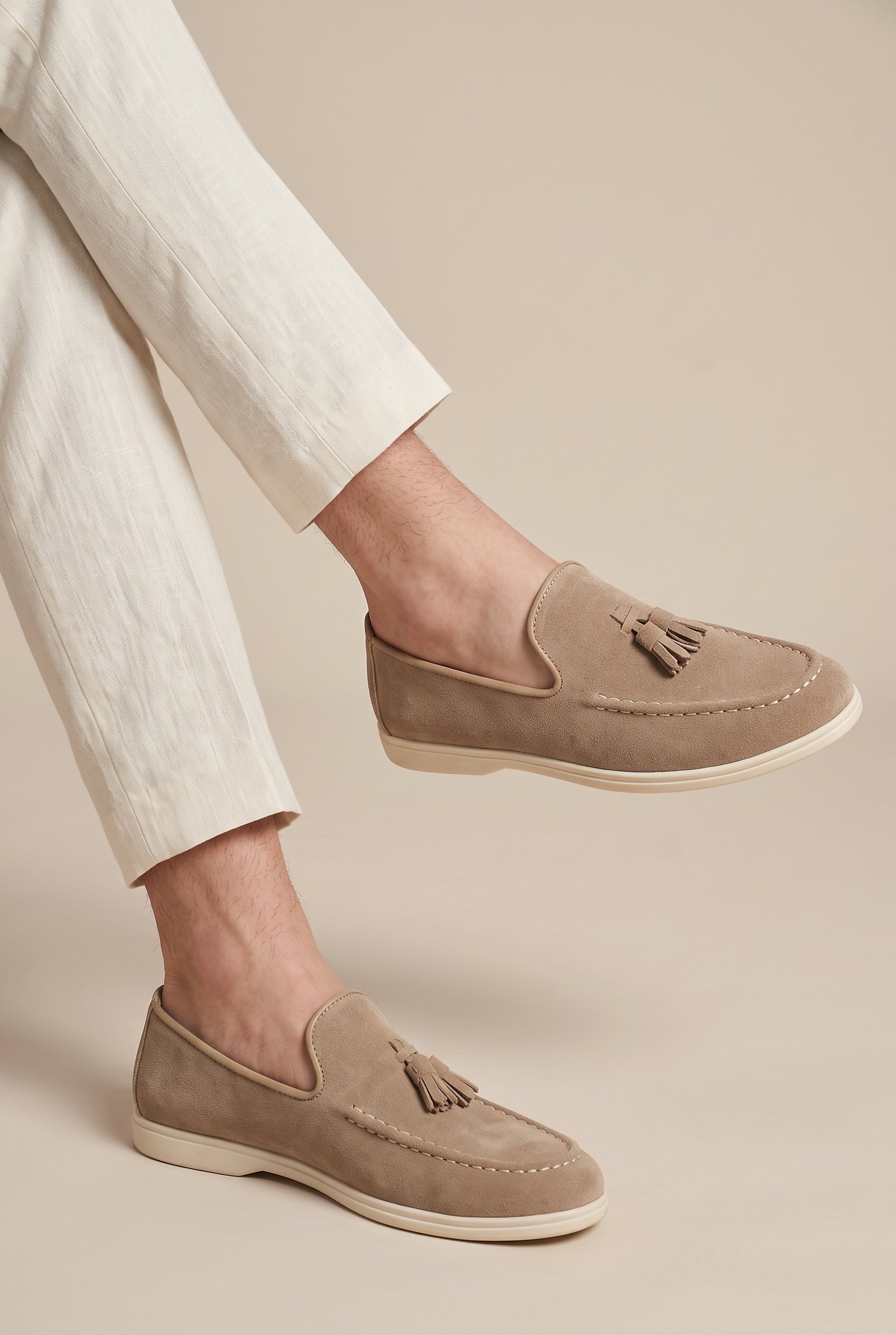Repere | Men's Slip-On Tassel Loafers Casual Flat Round-Toe Lightweight Shoes