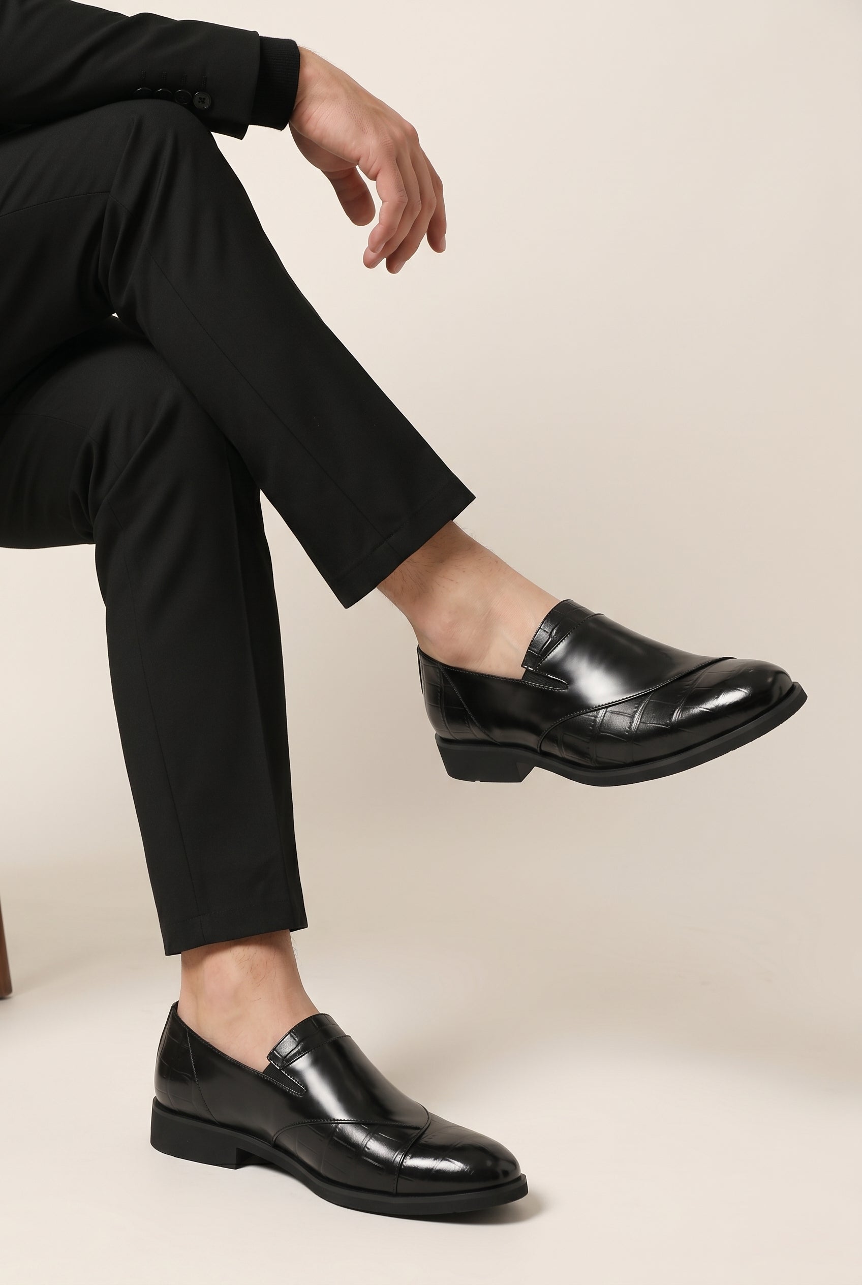 Facette | Men's Leather Slip-On Shoes Pointed Toe Breathable Dress Shoes