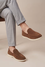 Repere | Men's Casual Slip-On Leather Shoes Round-Toe Lightweight Breathable Loafers