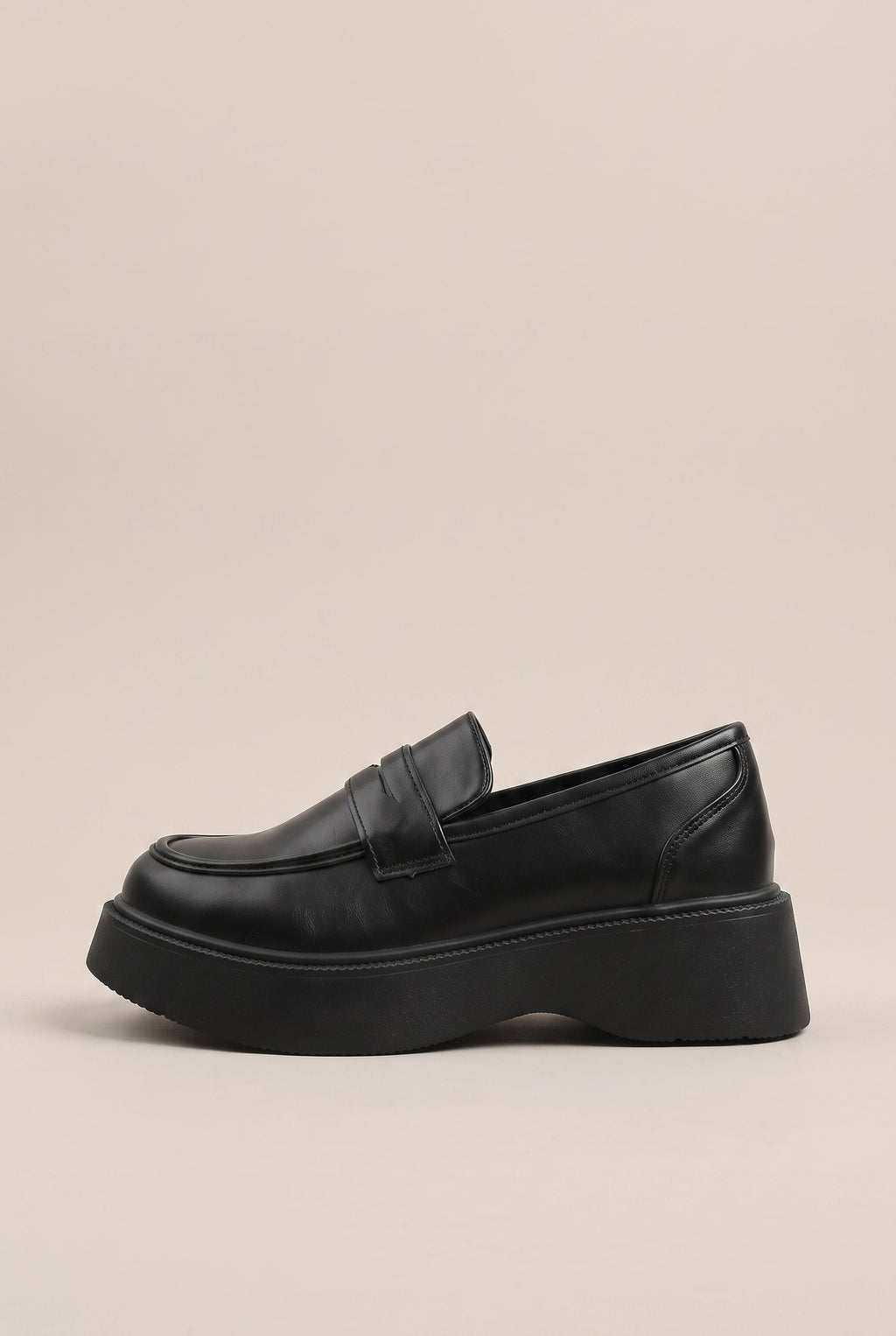 Ondine | Women's Platform Loafers Slip-On Round Toe Chunky Heel Korean Shoes