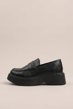 Ondine | Women's Platform Loafers Slip-On Round Toe Chunky Heel Korean Shoes