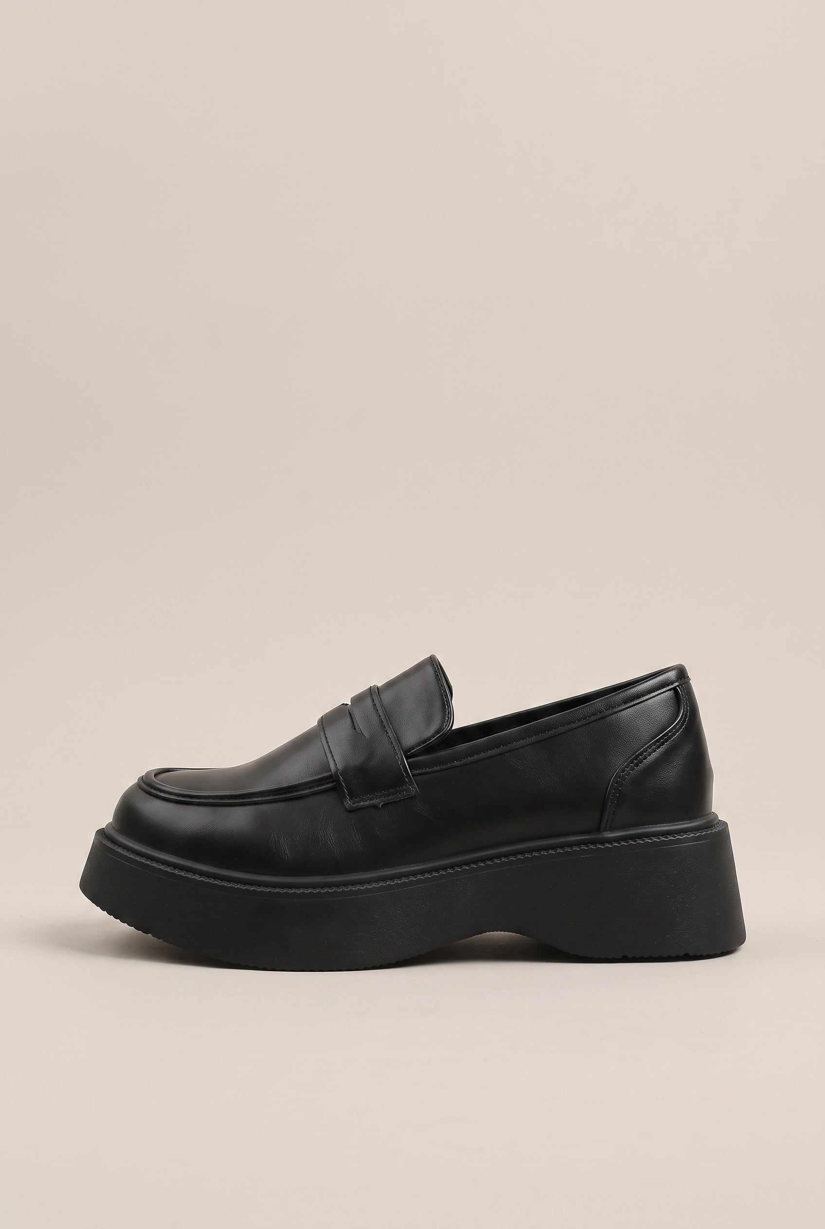 Ondine | Women's Platform Loafers Slip-On Round Toe Chunky Heel Korean Shoes