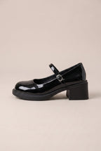 Ondine | Retro Mary Jane Shoes Wine Glass Heel Slip-On Glossy British Flats