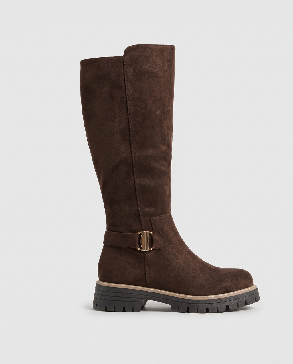 Constance | Women's Suede Knee High Boots Chunky Heel Side-Zip Boots