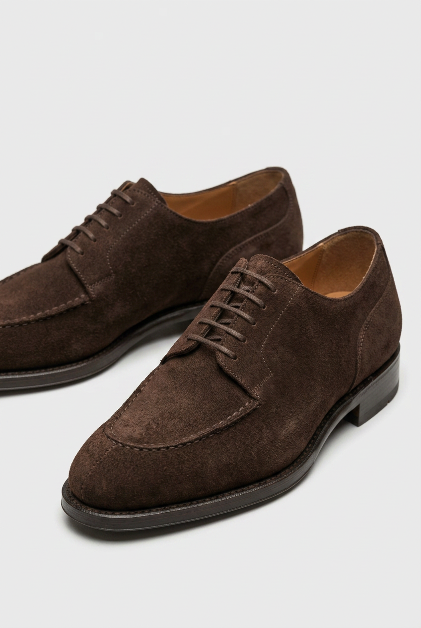 Repère | Men's Suede Derby Shoes Moc Toe Lace-Up Leather Sole
