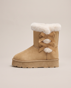 Margaux | Women's Fleece-Lined Faux Suede Ankle Boots Bow-Detail Boots