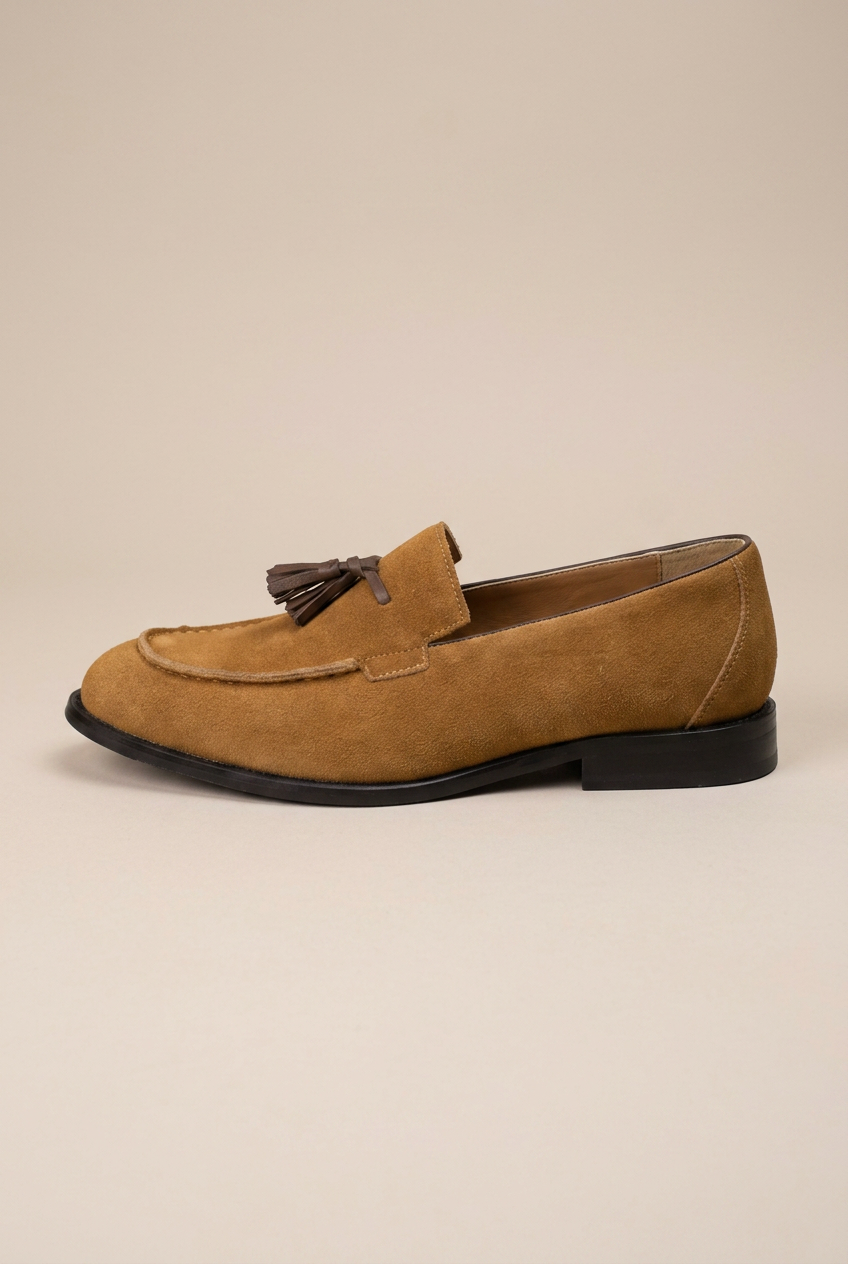 Repère | Men's Suede Tassel Loafers Slip-On Round Toe Business Shoes