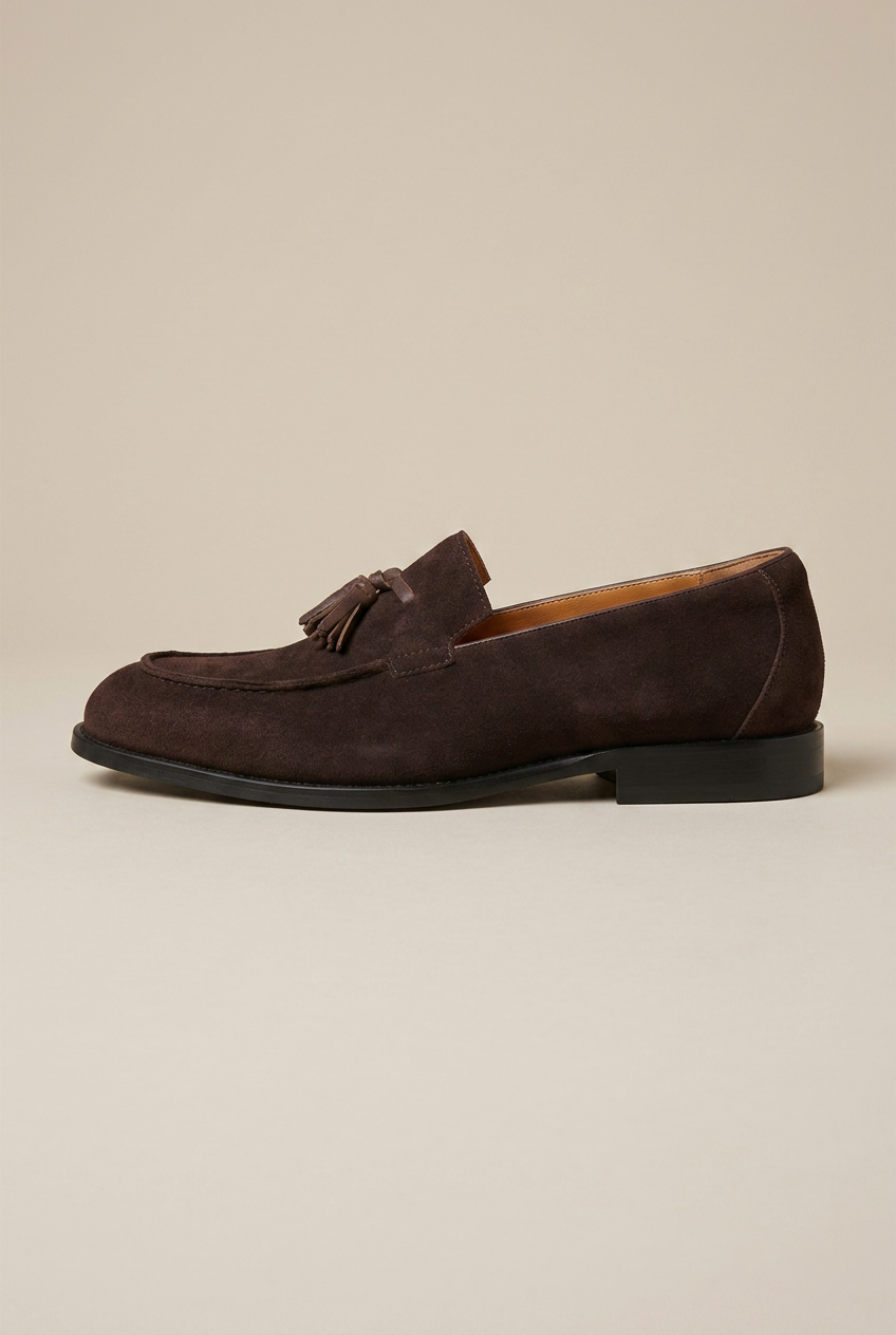 Repère | Men's Suede Tassel Loafers Slip-On Round Toe Business Shoes