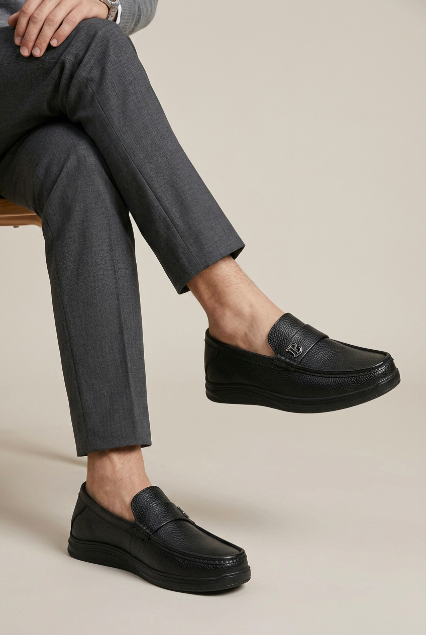 Bastion | Men's Loafer Leather Slip-On Shoes Stitched Rubber Sole Casual Everyday