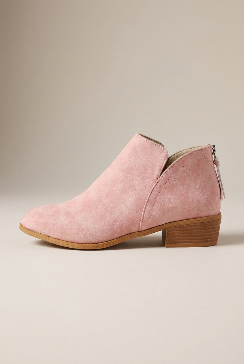 Reine | Women's Block Heel Ankle Boots Pointed-Toe V-Cut Chunky Heel Boots