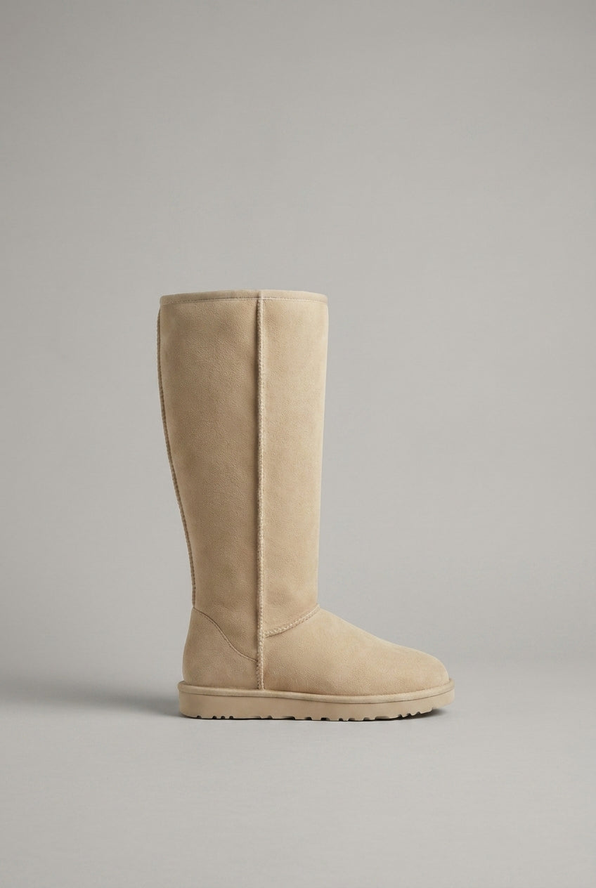 Constance | Women's Flat Knee High Boots Round-Toe Side-Zip Winter Boots